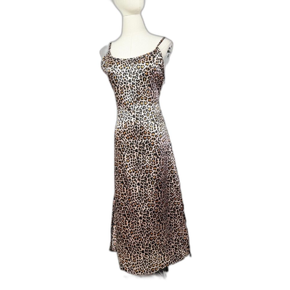 Joan Vass | NWT | Animal Print Leopard Slip Maxi Dress | Sz L
